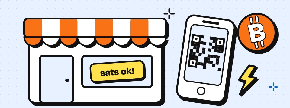 Yllustraasje: winkel mei in Bitcoin-betelling fia QR-koade
